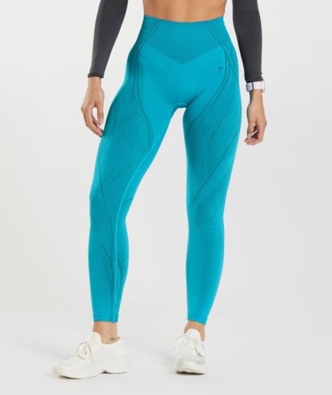 Legginsy Gymshark Apex Seamless Damskie Turkusowe | PL 759OFD